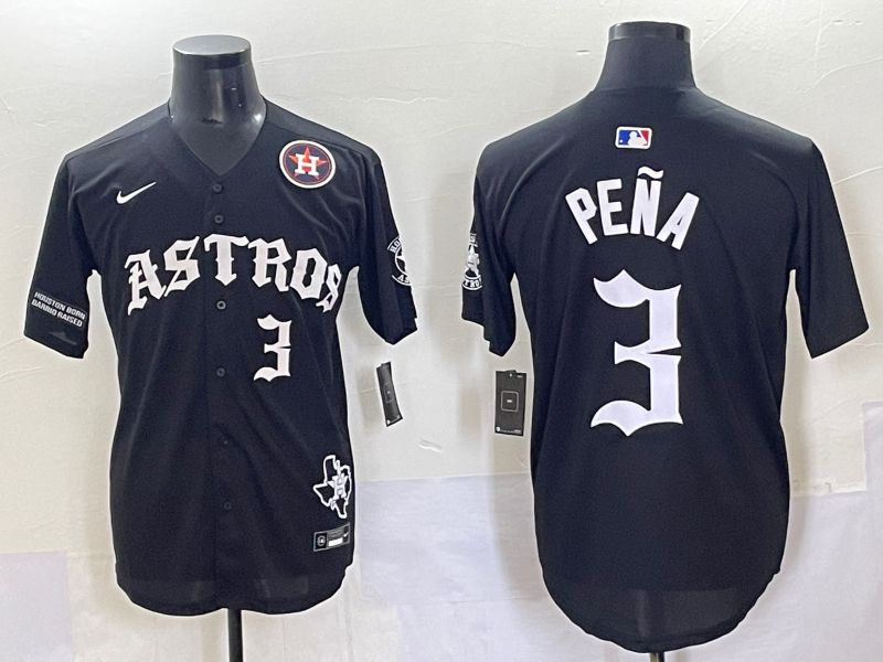 Men 2025 Houston Astros #3 Pena Black Seven generations Joint Name Nike MLB Jersey style 7046->houston astros->MLB Jersey
